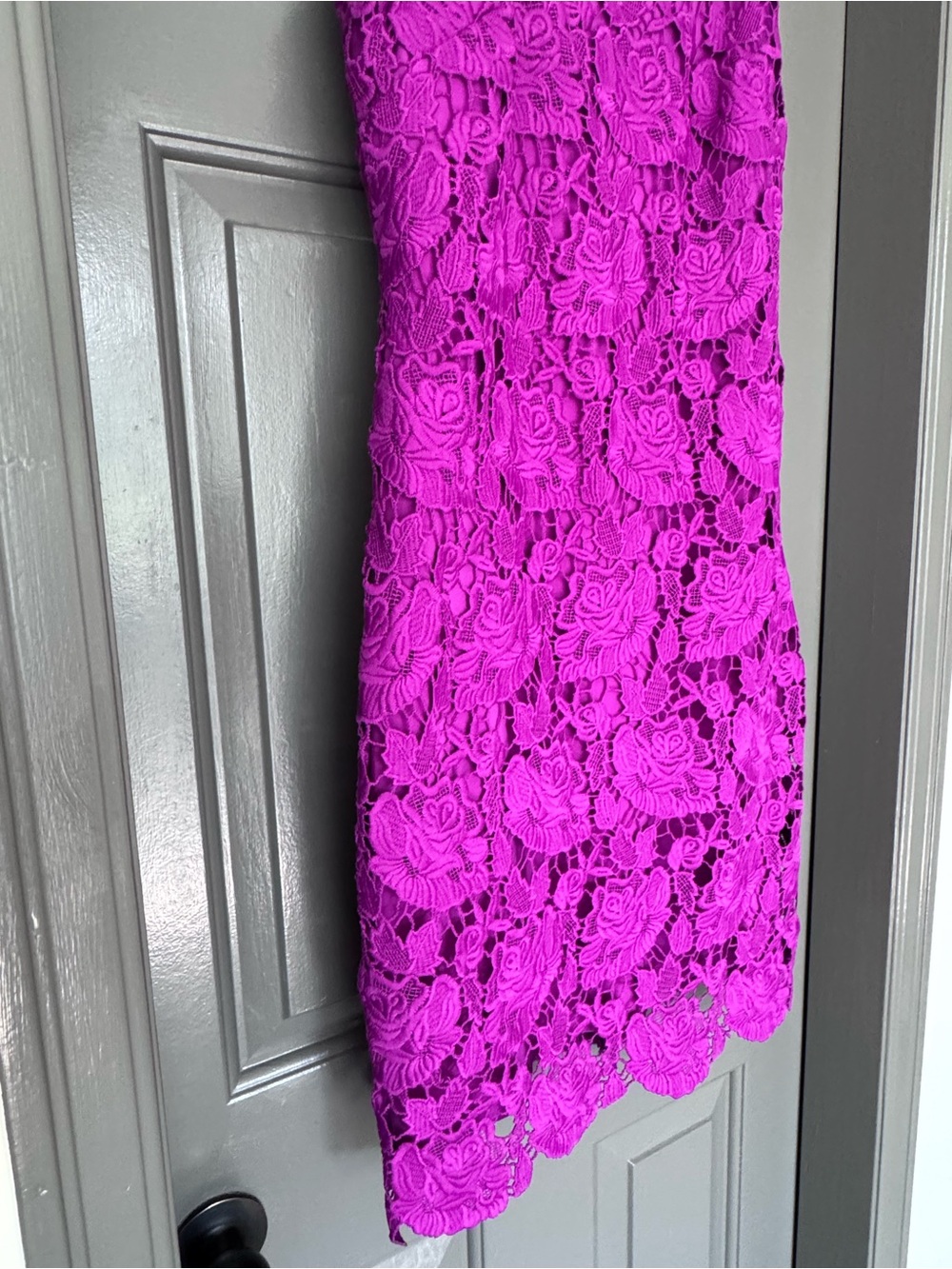 Lauren Ralph Lauren Magenta fuchsia pink Floral Lace Midi Dress - Picture 5 of 5